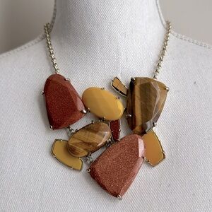 Vintage Kendra Scott Tyler Bib Statement Necklace Yellow Tiger’s Eye Goldstone